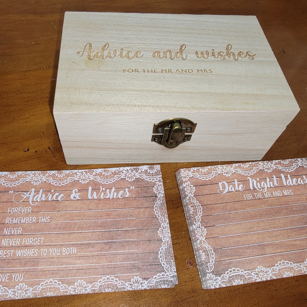 Wooden Advice and Wishes Box with Cards